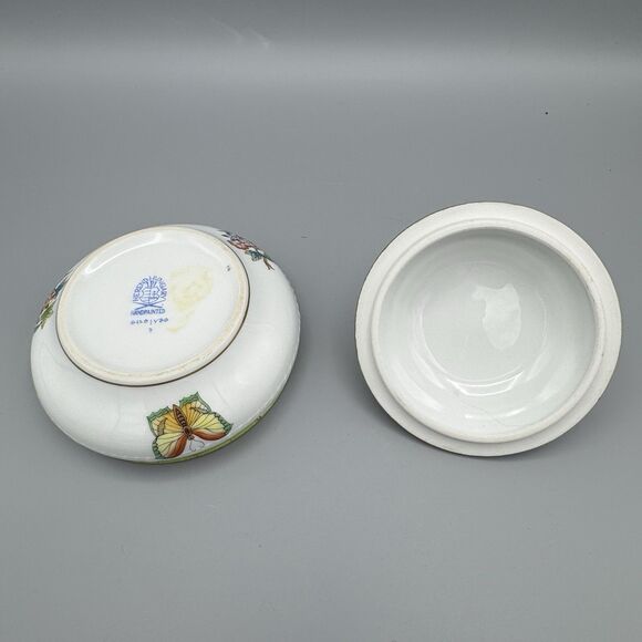 Vtg Herend Queen Victoria Porcelain Rd Box & Lid Trinket Dish with Rose Finial - Picture 4 of 14